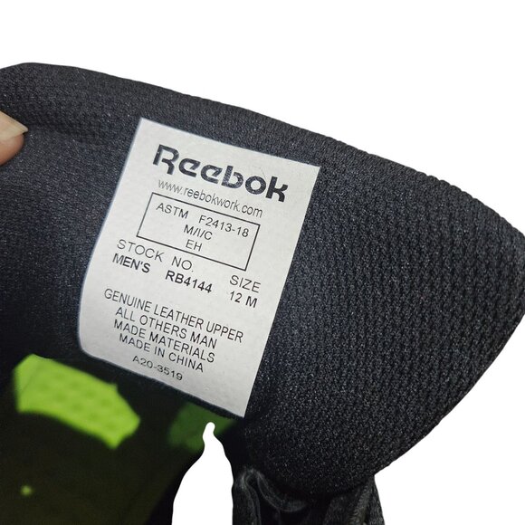 Reebok Mens 12M Waterproof Black Leather Work Boots - Picture 6 of 9